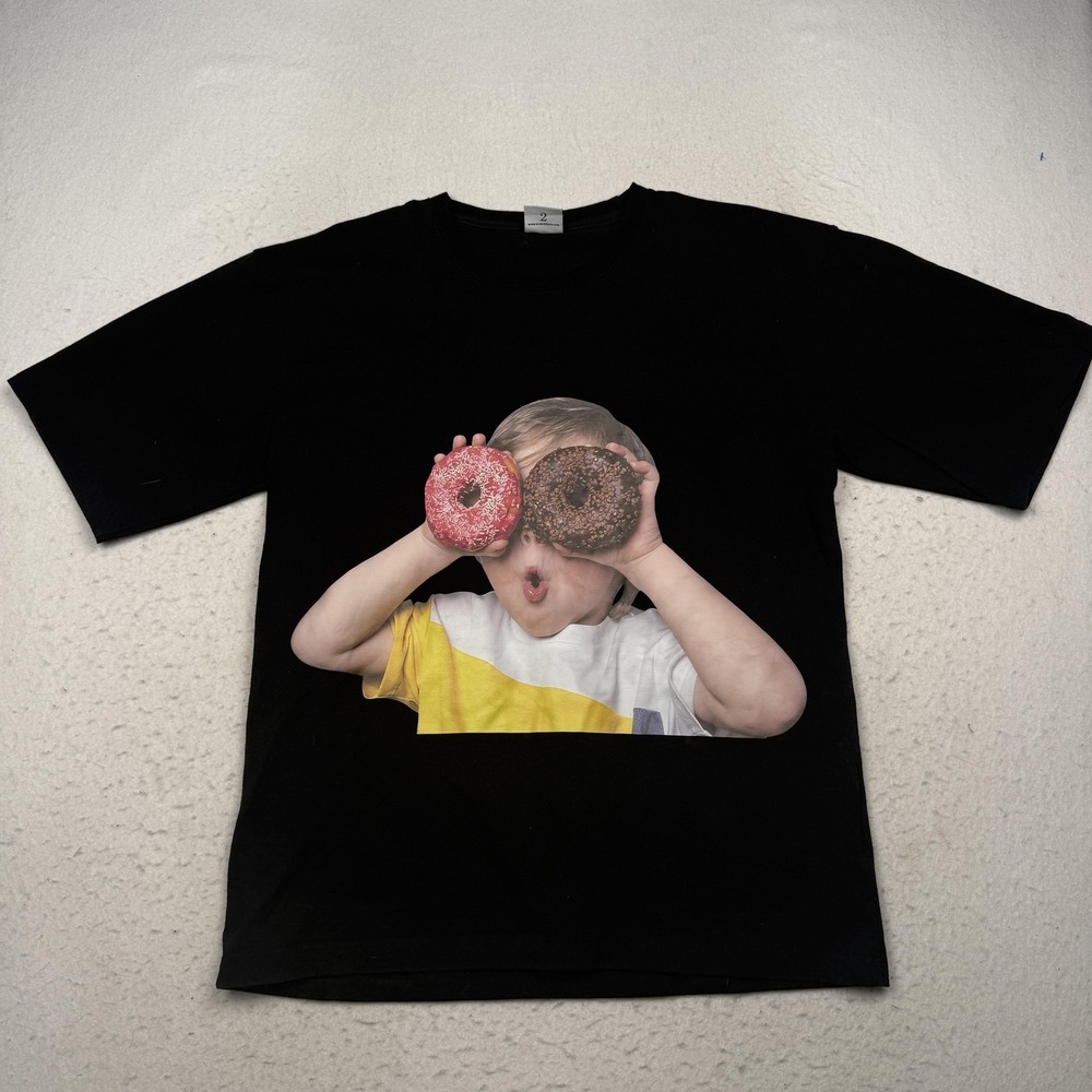 Acmé De La Vie ADLV Shirt Mens Large Black Donut Kid Graphic Tee Photo Print
